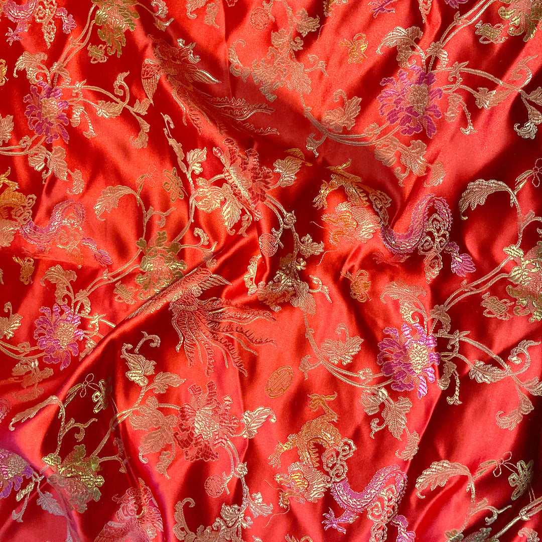 FLORAL RED BROCADE
